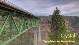  Presentation with green mountains - Amazing slides having long tall old green metal and concrete bring in mountains with pine tree backdrop and a tawny brown colored foreground