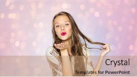  Presentation with fancy dress - Cool new PPT theme with long wavy hair send backdrop and a coral colored foreground