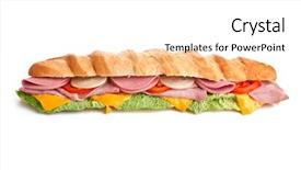  Presentation with wheat bran - Colorful slide deck enhanced with long white wheat baguette sandwich backdrop and a white colored foreground