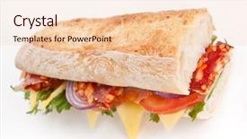  Presentation with sandwich - PPT layouts consisting of long white wheat baguette sandwich background and a lemonade colored foreground