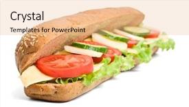  Presentation with vegetarian - Amazing PPT layouts having long whole wheat vegetarian baguette backdrop and a lemonade colored foreground