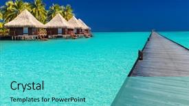  Presentation with lagoon - Slide deck featuring long wodden jetty extended background and a cyan colored foreground