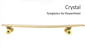  Presentation with wooden - Slide deck having long wooden skate board isolated background and a  colored foreground