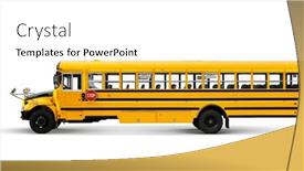  Presentation with school bus - PPT layouts having long-yellow-school-bus-isolated and a white colored foreground