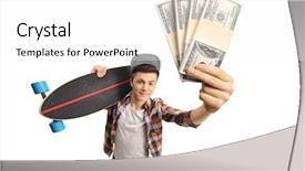  Presentation with teenage pregnancy - Presentation theme featuring longboard and showing money bundle background and a white colored foreground