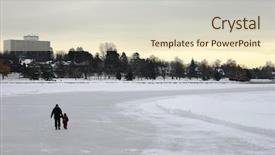  Presentation with rink - Beautiful theme featuring longest skating rink in world in ottawa canada backdrop and a soft green colored foreground