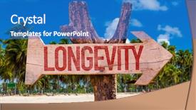  Presentation with beach - Amazing presentation design having longevity arrow with beach background backdrop and a teal colored foreground