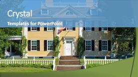  Presentation with house - PPT theme enhanced with longfellow house in cambridge massachusetts background and a teal colored foreground