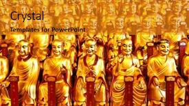  Presentation with old china - Beautiful slide deck featuring longhua buddhist temple shanghai backdrop and a gold colored foreground