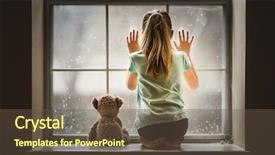  Presentation with person looking out in nature - Slide set consisting of longing - girl and teddy bear looking background and a tawny brown colored foreground