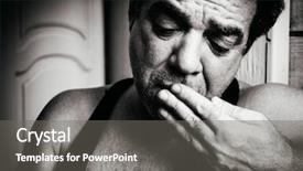  Presentation with oil rig in white and black - Theme with longing - man is depressed black background and a gray colored foreground