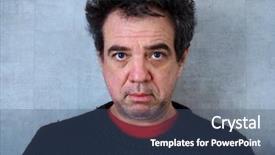  Presentation with middle ages portrait - Audience pleasing slide deck consisting of longing - pensive sad middle-aged man close-up backdrop and a ocean colored foreground