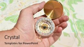  Presentation with compass - Beautiful slides featuring longitude - compass in the hand backdrop and a coral colored foreground