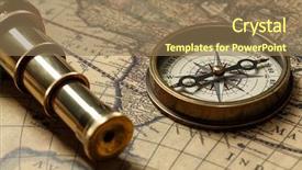  Presentation with old map - PPT layouts with longitude - retro compass with old map background and a coral colored foreground