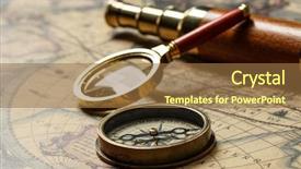  Presentation with old map - Slides enhanced with longitude - retro compass with old map background and a tawny brown colored foreground