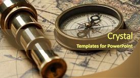  Presentation with compass map - Audience pleasing slide deck consisting of longitude - retro compass with old map backdrop and a  colored foreground