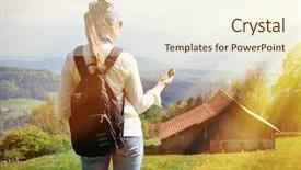  Presentation with traveler - Colorful theme enhanced with longitude - traveler with a compass backdrop and a cream colored foreground