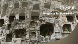  Presentation with china travel - Slide deck having longmen-grottoes-longmen-caves background and a gray colored foreground