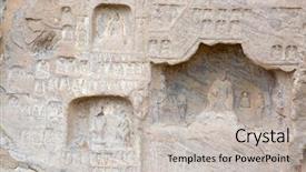  Presentation with buddha - PPT theme featuring bodhisattvas carved in the monolith background and a light gray colored foreground