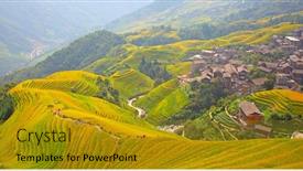  Presentation with rice terraces - Slide set enhanced with longsheng-rice-terraces-dragon-s background and a gold colored foreground