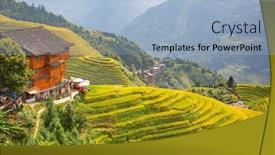  Presentation with rice terraces - Audience pleasing theme consisting of longsheng-rice-terraces-dragon-s backdrop and a light blue colored foreground