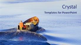  Presentation with floating - PPT theme having longshoreman - lone boater floating old dory background and a  colored foreground