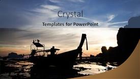  Presentation with sunset at venice beach palm - Slide set consisting of longtail boat at sunset at railay beach thailand background and a ocean colored foreground