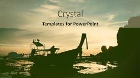  Presentation with sunset at venice beach palm - Audience pleasing presentation theme consisting of longtail boat at sunset at railay beach thailand - retro style photo backdrop and a soft green colored foreground