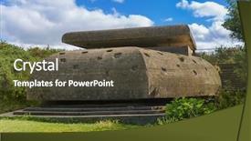  Presentation with war france - Cool new presentation theme with old german bunker at longues backdrop and a tawny brown colored foreground