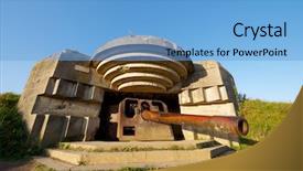  Presentation with battery - Theme having allies - battery of longues sur mer background and a light blue colored foreground