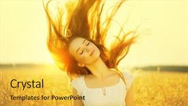  Presentation with glow - Presentation design with field in sun light blowing background and a yellow colored foreground