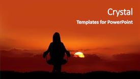  Presentation with sunset - Cool new slide set with spritual - woman silhouetted by sunset sitting backdrop and a crimson colored foreground
