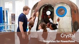  Presentation with kids space - Beautiful slides featuring look at a space capsule backdrop and a tawny brown colored foreground