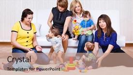  Presentation with mothers - Presentation theme enhanced with look at their babies play background and a coral colored foreground
