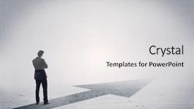  Presentation with thinking - PPT layouts enhanced with looking back - professional businessman thinking while standing background and a sky blue colored foreground