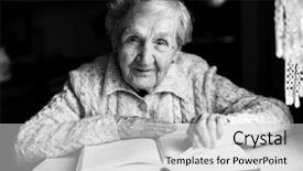  Presentation with black woman - Beautiful presentation design featuring look bible - elderly woman reading a book backdrop and a light gray colored foreground