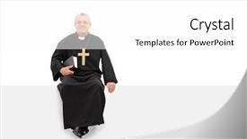  Presentation with blank bible - Amazing theme having look bible - mature priest sitting backdrop and a white colored foreground