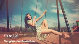  Presentation with color full - Slide deck with look good feel good - barefoot young woman sit background and a coral colored foreground