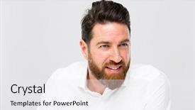  Presentation with handsome - Beautiful presentation theme featuring look good feel good - handsome bearded man smiling backdrop and a  colored foreground
