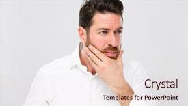  Presentation with leonardo vitruvian man - Beautiful presentation featuring look good feel good - handsome bearded man touching beard backdrop and a  colored foreground