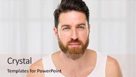  Presentation with confident - Slide deck featuring look good feel good - handsome confident bearded man background and a  colored foreground