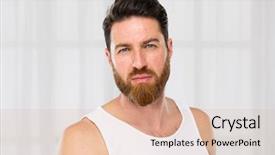  Presentation with confident - PPT layouts enhanced with look good feel good - handsome confident bearded man background and a lemonade colored foreground