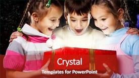  Presentation with christmas kids - Audience pleasing slides consisting of look happily into christmas gift backdrop and a crimson colored foreground