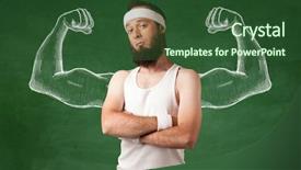  Presentation with human anatomy male muscles - Presentation theme with look like with big muscle background and a  colored foreground