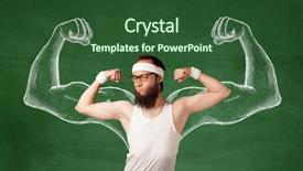  Presentation with human anatomy male muscles - Colorful PPT theme enhanced with look like with big muscle backdrop and a  colored foreground