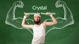  Presentation with human anatomy male muscles - Audience pleasing PPT theme consisting of look like with big muscle backdrop and a  colored foreground