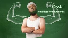  Presentation with white green - Colorful PPT theme enhanced with look like with big muscle backdrop and a forest green colored foreground