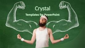  Presentation with human anatomy male muscles - Colorful presentation design enhanced with look like with big muscle backdrop and a  colored foreground