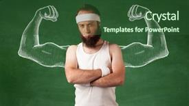  Presentation with human anatomy male muscles - Slides with look like with big muscle background and a  colored foreground