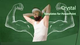  Presentation with human anatomy male muscles - Slide deck consisting of look like with big muscle background and a  colored foreground